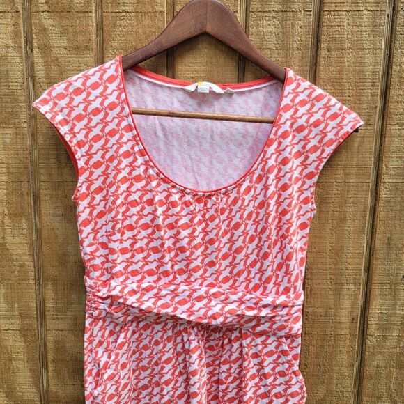 Boden Margot Bird Print Scoop Neck Jersey Stretch Dress Womens Size 6P - Picture 2 of 13